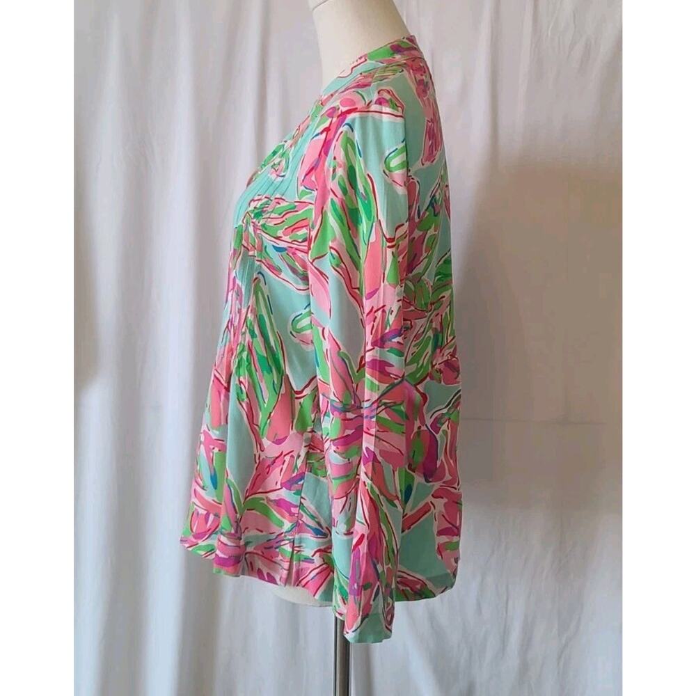 New Lilly Pulitzer In The Villas Floral Dorothy Pintuck Blouse Top Small - Picture 4 of 6